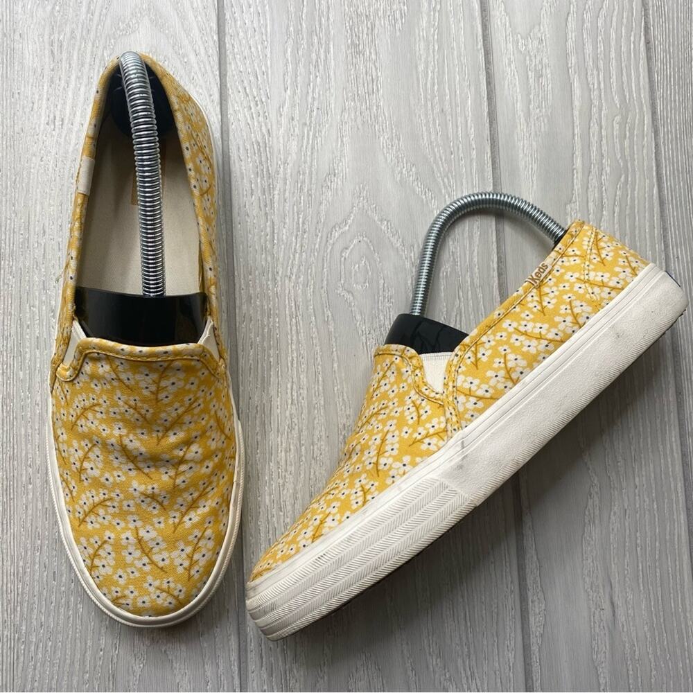 Keds Double Decker Yellow Ditsy Floral Slip On Casual Sneakers Size 8.5